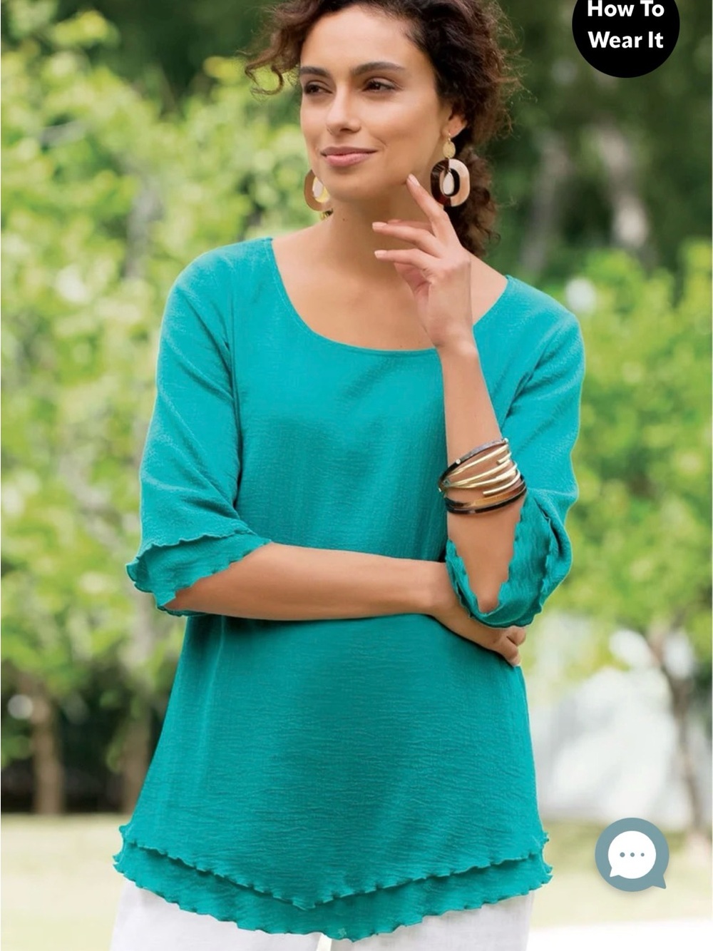 Soft Surroundings Teal Scoop Neck Tunic 1x